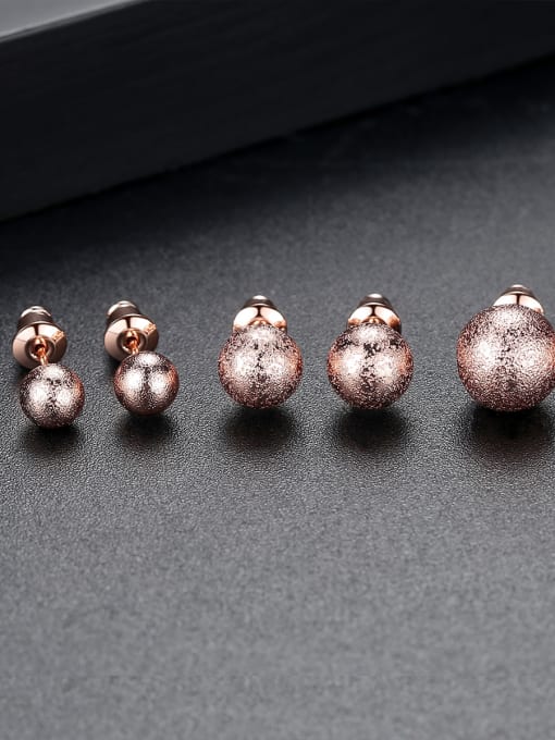 BLING SU Copper With 18k Rose Gold Plated Simplistic Ball Stud Earrings 0