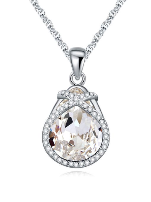 White Water Drop Cubic austrian Crystals Pendant Alloy Necklace
