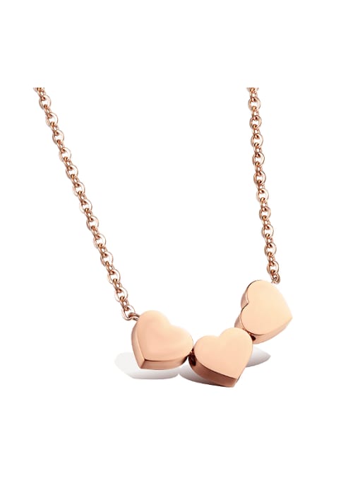 Open Sky Simple Rose Gold Plated Heart Titanium Necklace 0