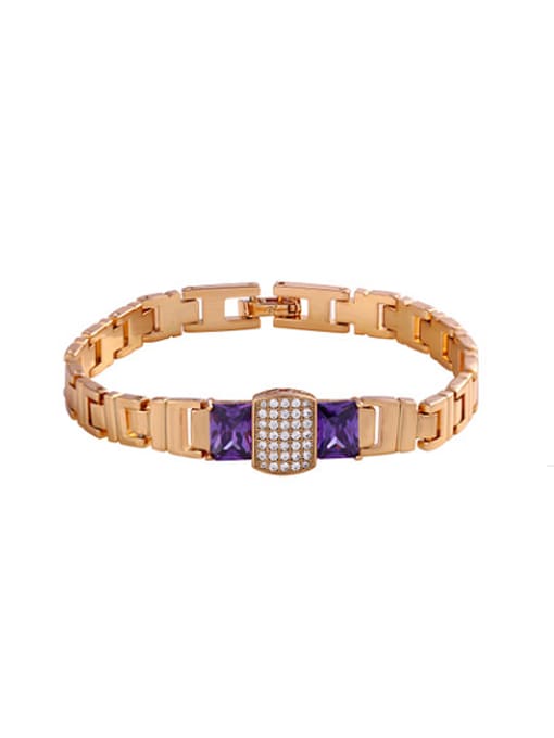 purple Copper Alloy 18K Gold Plated Europe and America Fashion style Zircon Bracelet