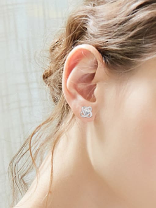 CEIDAI Fashion Zircon Tiny Flowery Stud Earrings 1