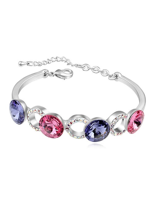 Double Color Fashion Round austrian Crystals-accented Alloy Bracelet