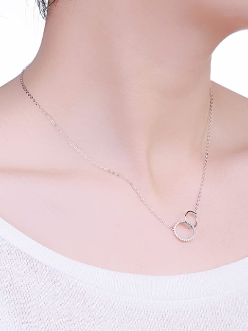 One Silver All-match Double Circle Necklace 1