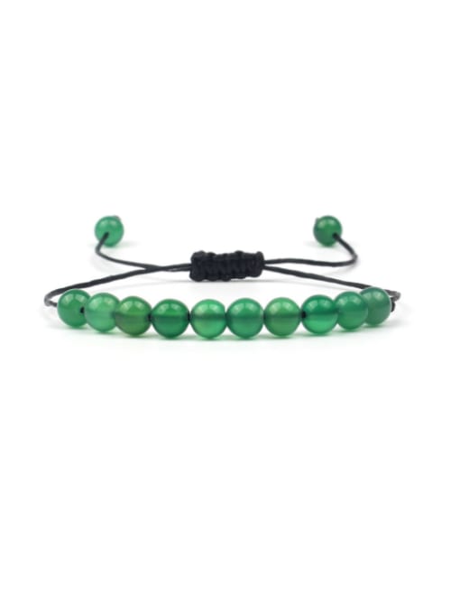 KSB1134-I Green Agate Retro National Style Woven Stretch Bracelet