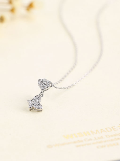 White Heart-shaped Butterfly Necklace