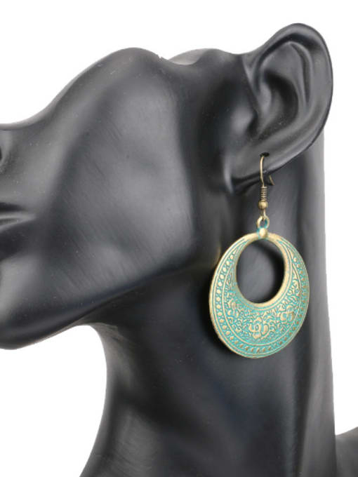 Gujin Retro style Exaggerated Antique Bronze Plated Round Drop Earrings 1