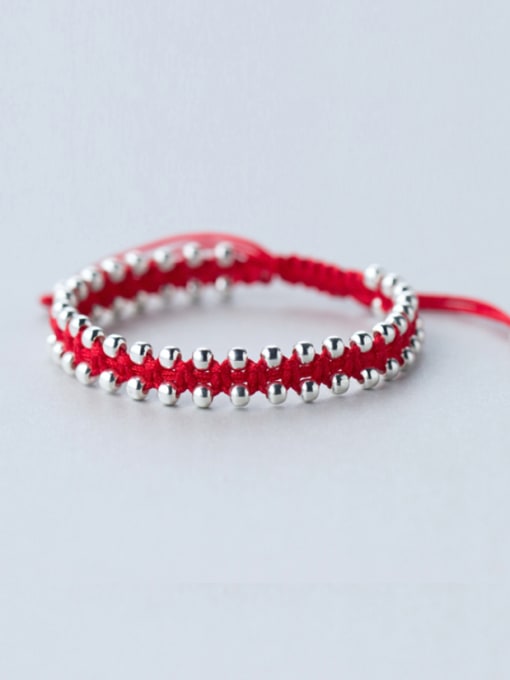 Rosh Sterling Silver Bead woven Red thread bracelet 0