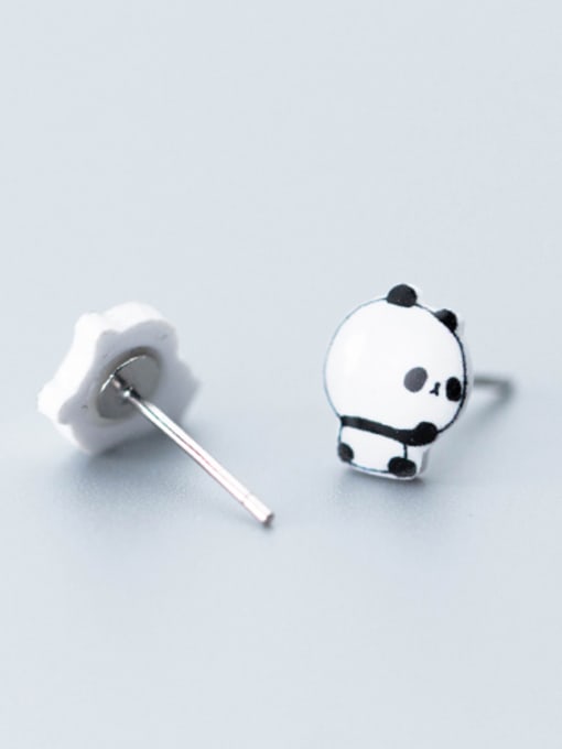 Rosh Lovely Panda Shaped S925 Silver Stud Earrings 0