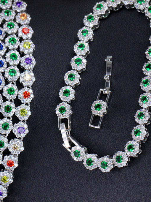 L.WIN Luxury Shine  High Quality Zircon Round Necklace Earrings bracelet 3 Piece jewelry set 3
