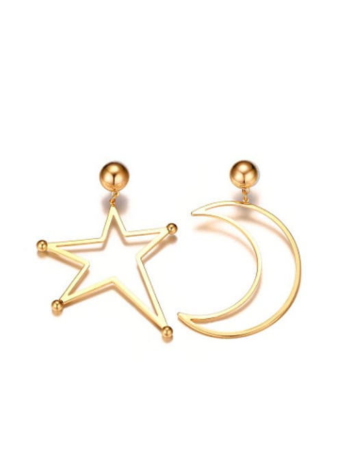CONG Fresh Gold Plated Star Shaped Asymmetry Drop Earrings 0