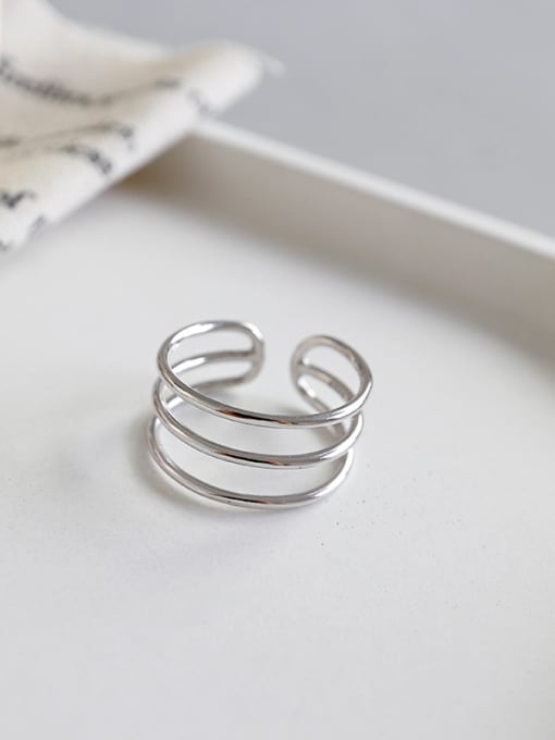 DAKA 925 Sterling Silver With Platinum Plated Simplistic free size Rings