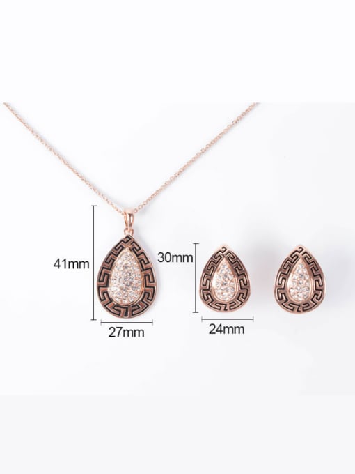 BESTIE Alloy Rose Gold Plated Fashion Rhinestones Water Drop shaped Two Pieces Jewelry Set 3