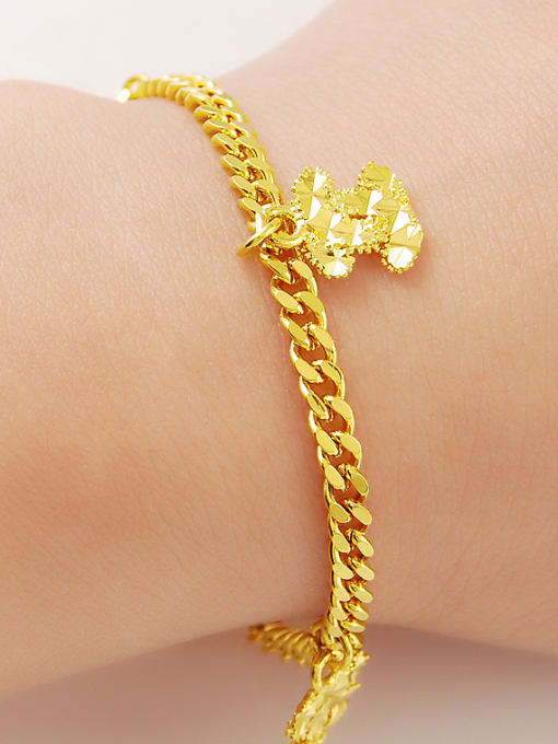 golden Fashionable 24K Gold Plated Letter X Shaped Bracelet