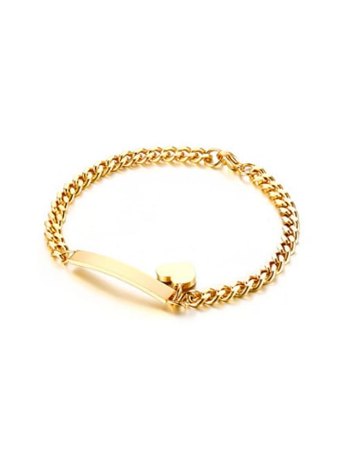 Golden Exquisite Gold Plated Heart Shaped Titanium Bracelet