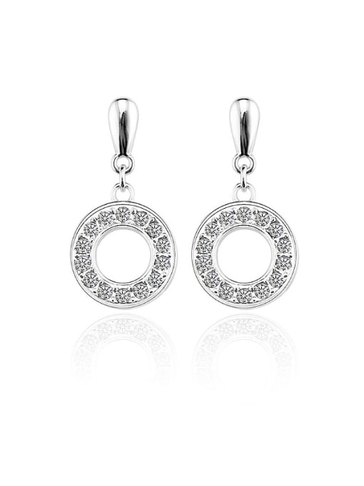 OUXI 18K White Gold Austria Crystal Round Shaped Stud drop earring