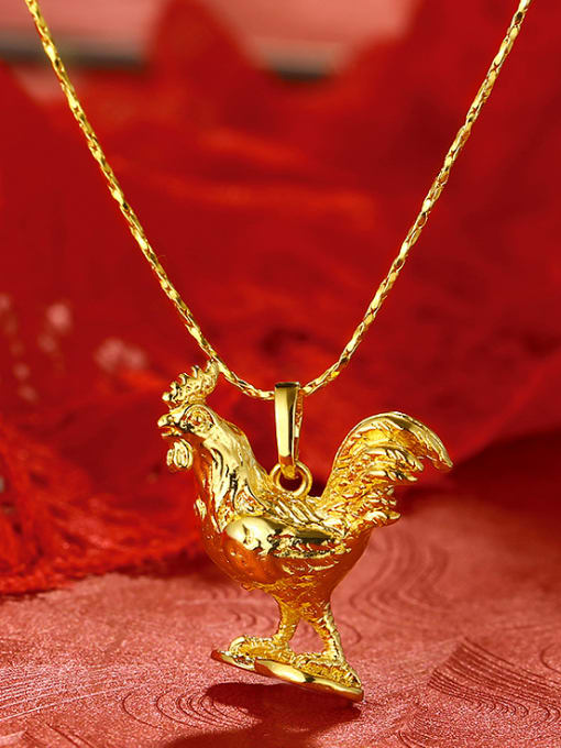 XP 2018 Copper Alloy 24K Gold Plated Ethnic style Zodiac Rooster Necklace 1
