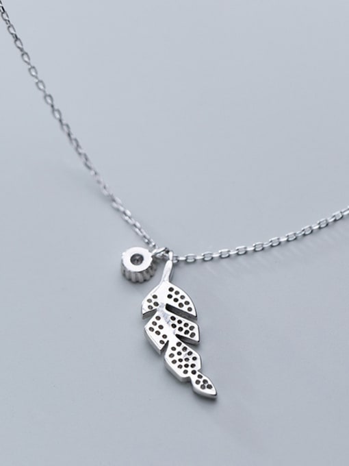 Rosh 925 Sterling Silver With Platinum Plated Personality Leaf Necklaces 1