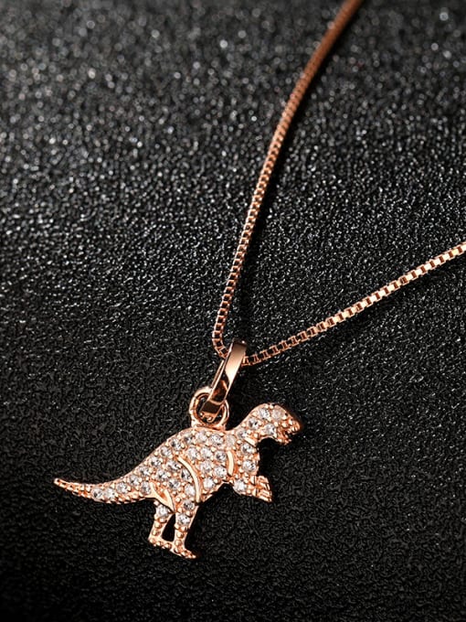 UNIENO 925 Sterling Silver With Rose Gold Plated Cute Dinosaur Necklaces 1
