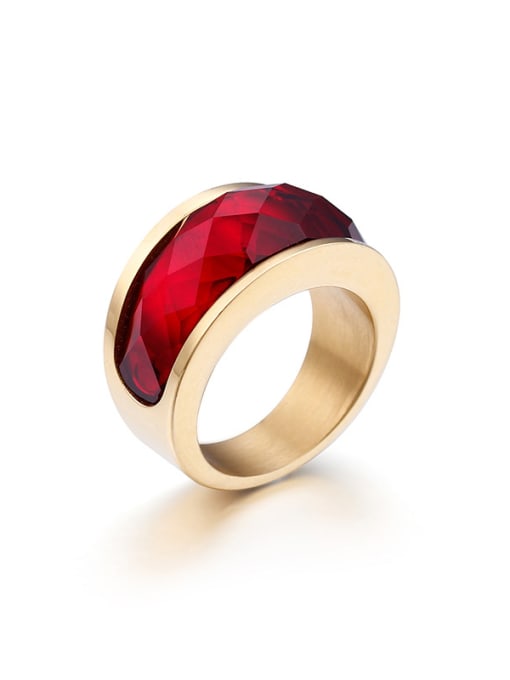 Claret Stainless Steel With Gold Plated Trendy Geometric Multistone Rings