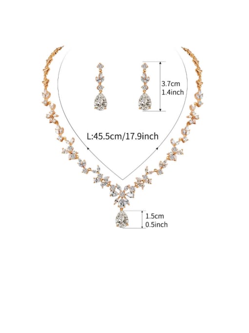 Mo Hai Copper With  Cubic Zirconia Delicate Flower  Earrings And Necklaces 2 Piece Jewelry Set 4