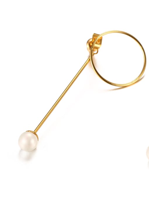 CONG Elegant Round Shaped Artificial Pearl Drop Earrings 1