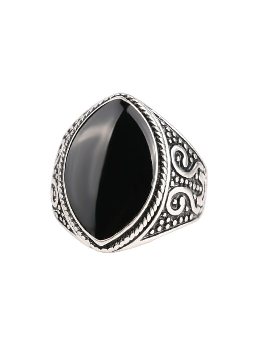 Gujin Retro style Oval Black Enamel Alloy Ring 0