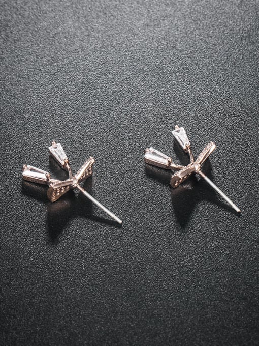 Mo Hai Copper With  Cubic Zirconia Simplistic Bowknot Stud Earrings 4