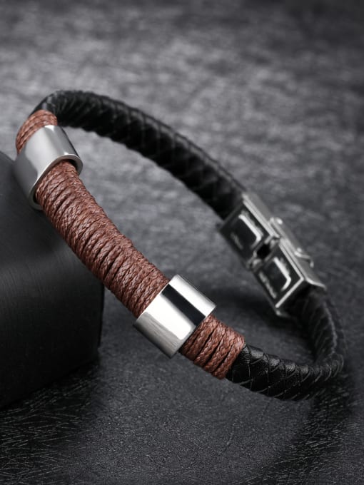 Open Sky Simple Braided Artificial Leather Band Bracelet 2