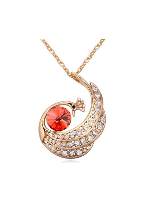 QIANZI Fashion Cubic austrian Crystals Peacock Alloy Necklace