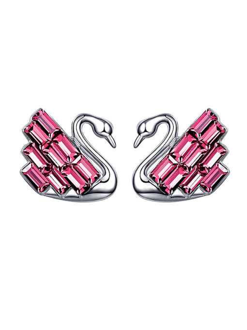 pink Swan Shaped Crystal stud Earring