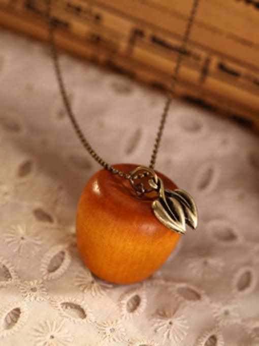 Dandelion Women Wooden Apple Shaped Necklace 1