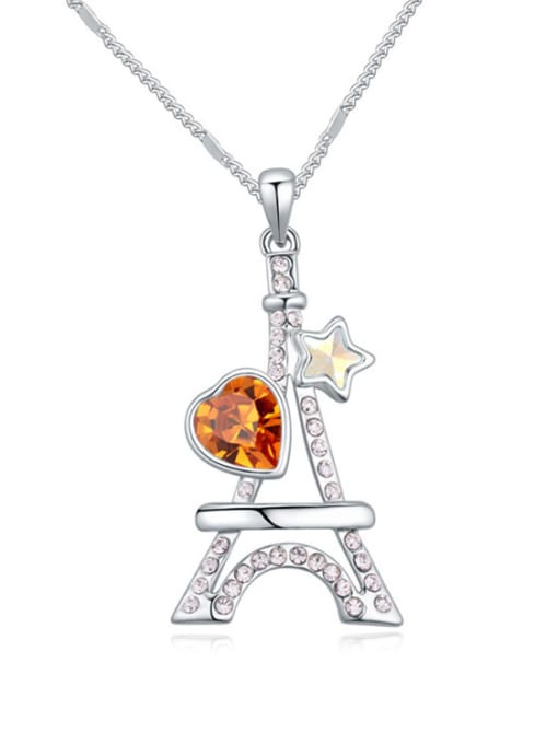 QIANZI Personalized Eiffel Tower austrian Crystals Pendant Alloy Necklace 1