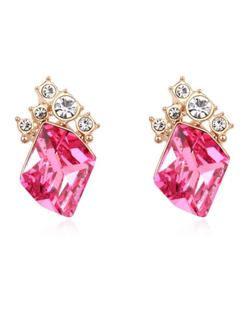 pink Fashion Geometrcial austrian Crystals Alloy Stud Earrings