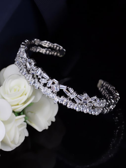 Platinum Fashion Temperament AAA Zircon Opening Bangle