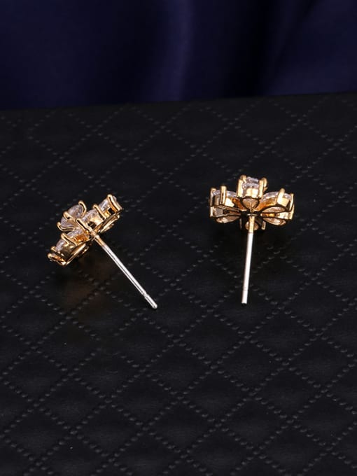 Mo Hai Copper With Cubic Zirconia Cute Flower Stud Earrings 3