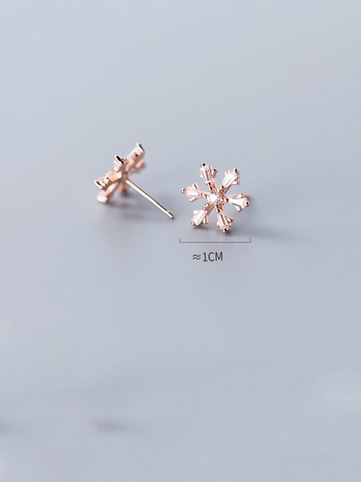 Rosh 925 Sterling Silver With Cubic Zirconia Cute Snowflake Stud Earrings 3