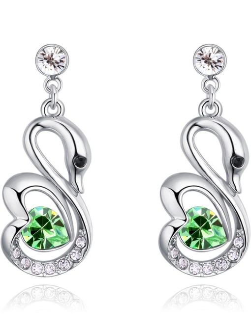 green Fashion Swan Heart austrian Crystal Alloy Earrings