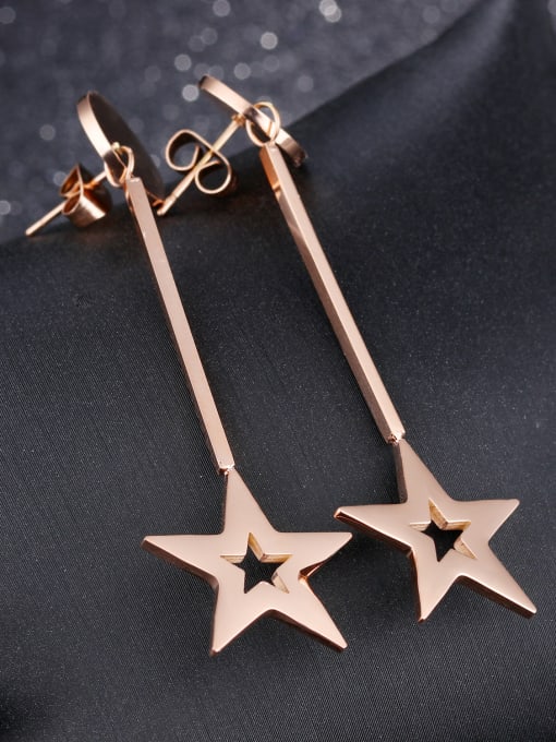 Open Sky Fashion Rose Gold Plated Hollow Star Drop Earrings 2