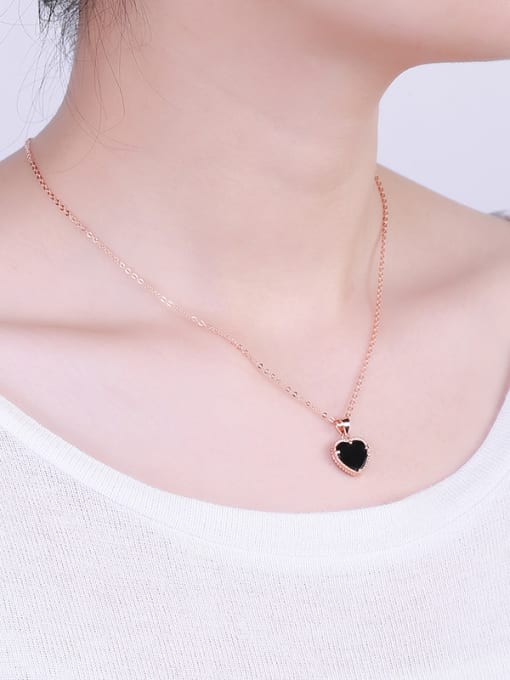 One Silver Black Heart Shaped Necklace 1