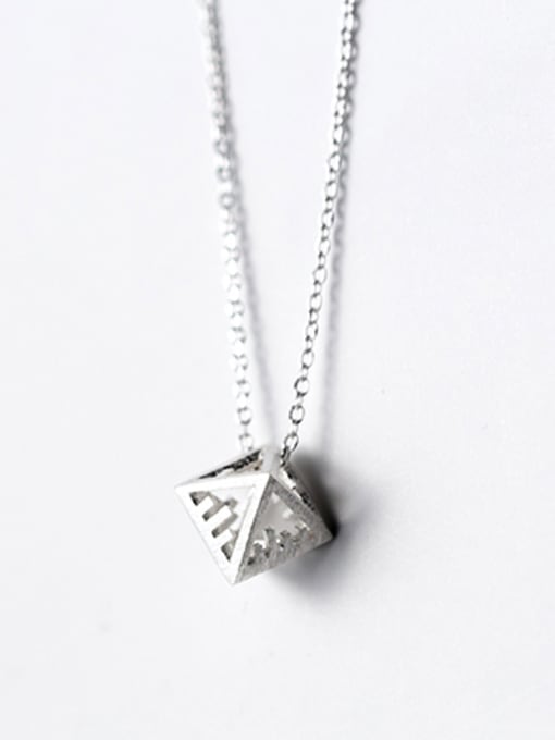 Rosh Personality Hollow Geometric Shaped S925 Silver Necklace 0