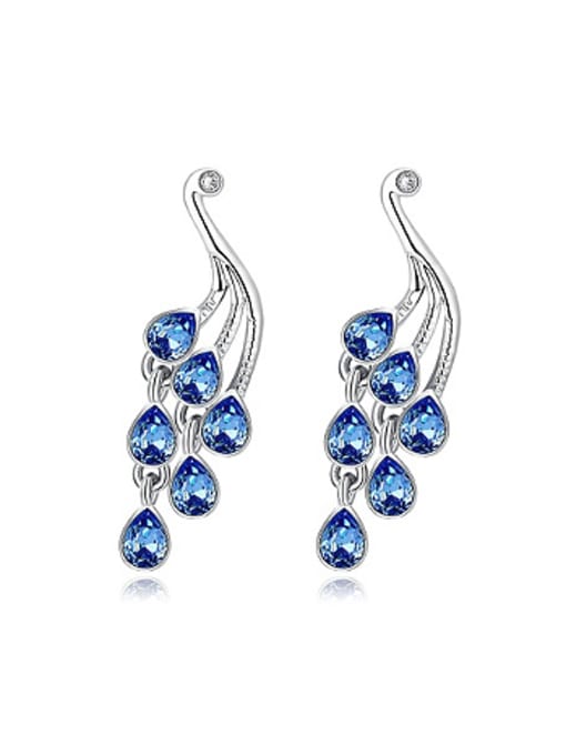 OUXI Fashion Blue Zircon Women Earrings 0