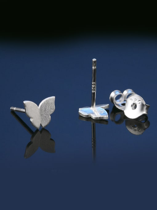 ZK Simple 925 Sterling Silver Little Butterfly Stud Earrings 1