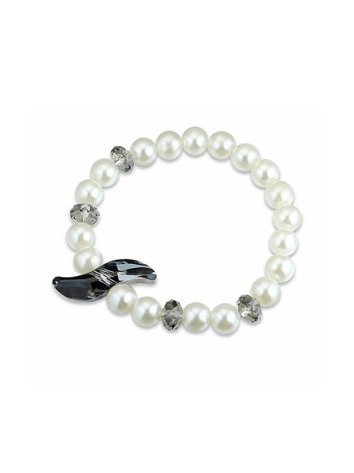 Black Fashion White Imitation Pearls austrian Crystals Bracelet