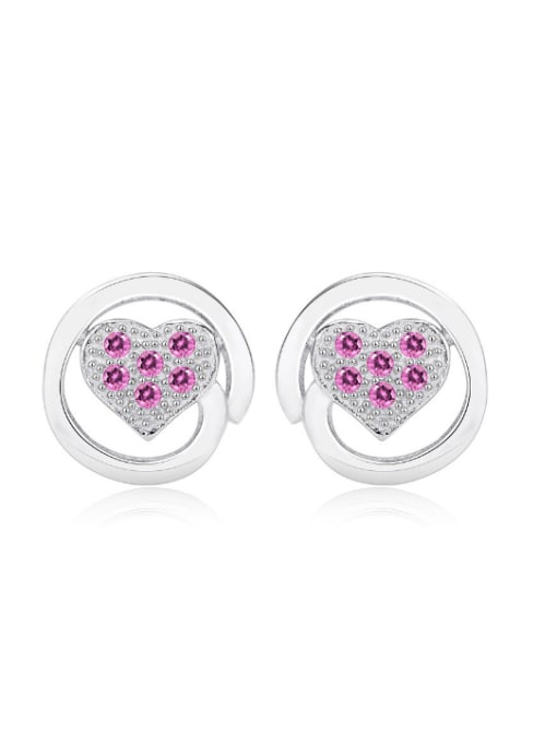 kwan Round Heart -shape Amethyst Stud Earrings 0