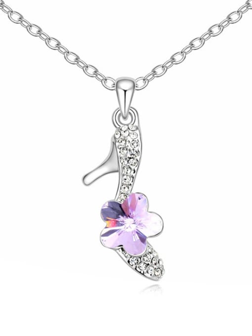 purple Personalized High-heeled Shoes Pendant austrian Crystals Necklace