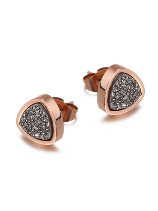 Grey 18K Rose Gold Titanium Crystal Cluster stud Earring