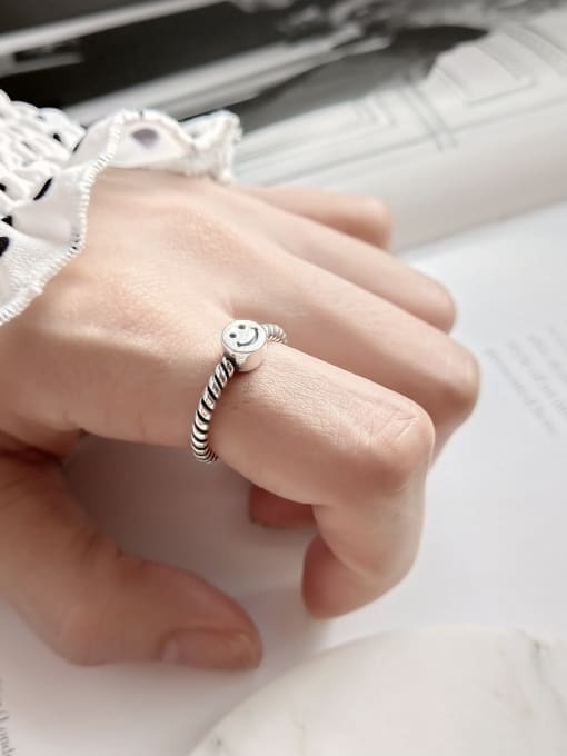 Boomer Cat Sterling Silver retro-style smile free size ring 2