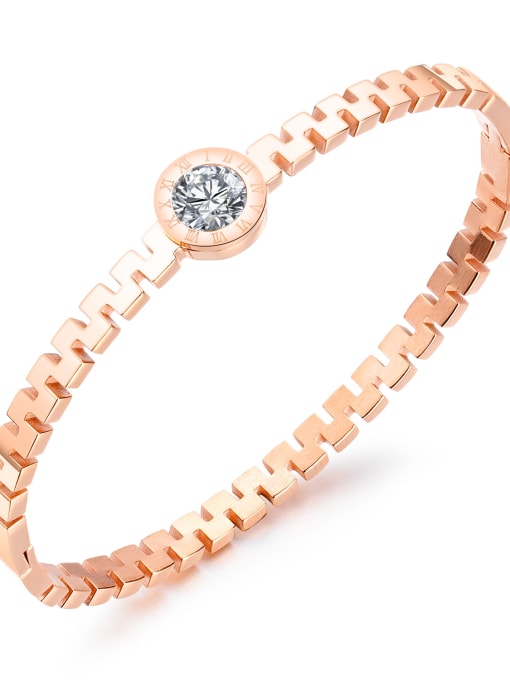 936 - Rose Gold Stainless Steel With Rose Gold Plated Simplistic Round Bangles