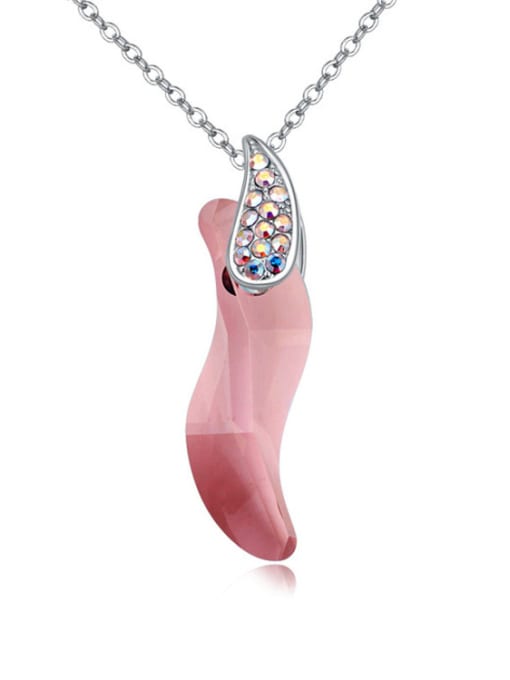 pink Simple Shiny austrian Crystal Pendant Alloy Necklace