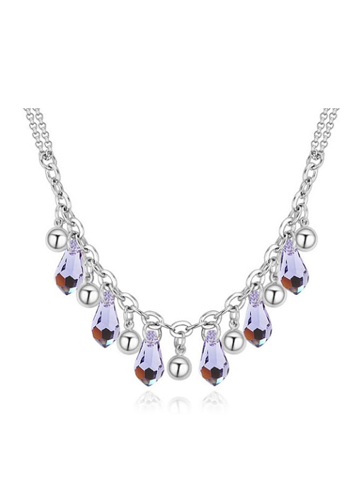QIANZI Fashion Water Drop austrian Crystals Little Beads Alloy Necklace